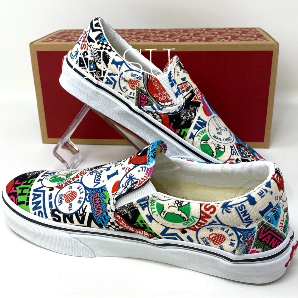 VANS Comics Classic Slip On Stickers Mash Up Canvas SB Women's Size VN0A38F7VFV - Picture 6 of 13